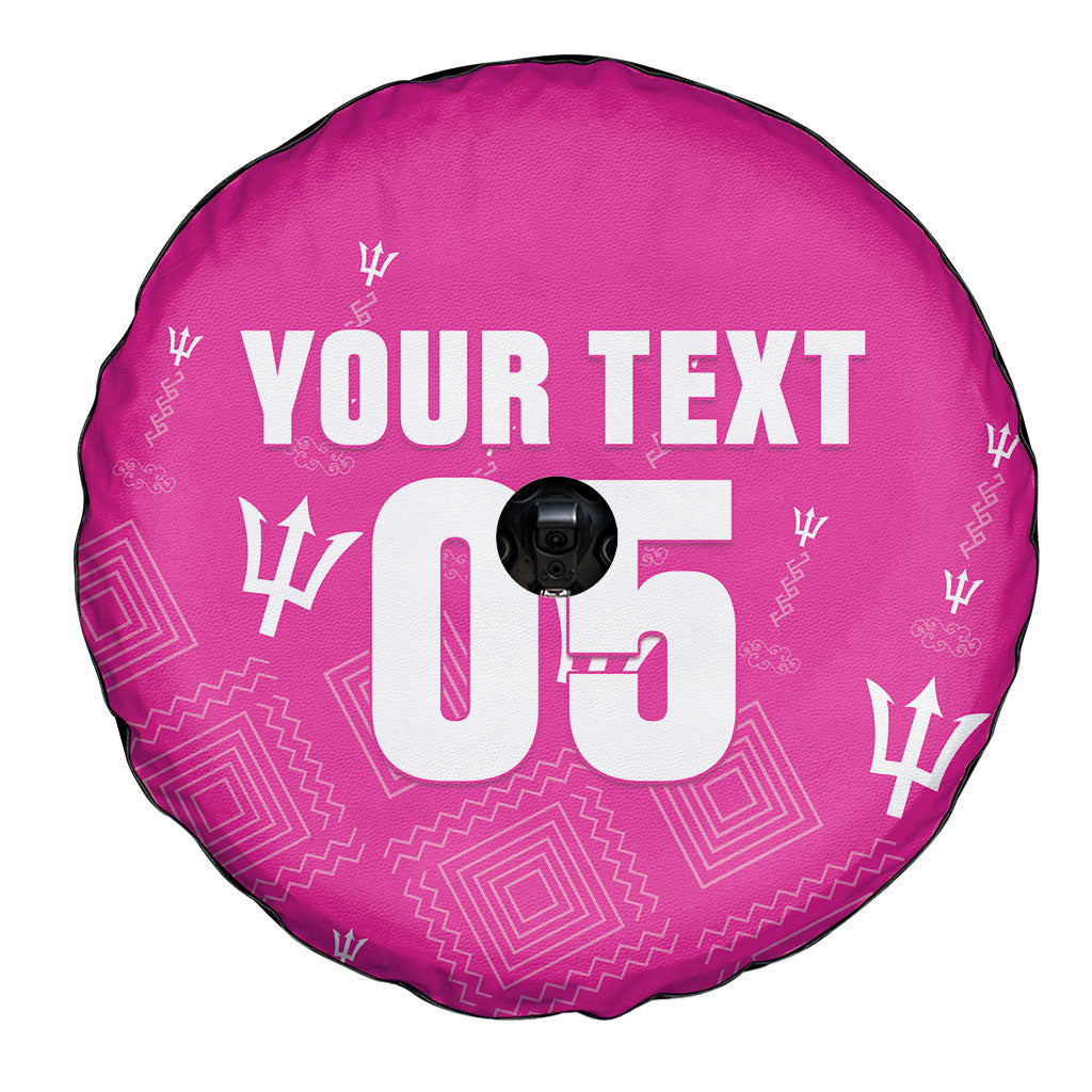 Custom Barbados 2026 Cricket Spare Tire Cover Tridents Rise Pink Version