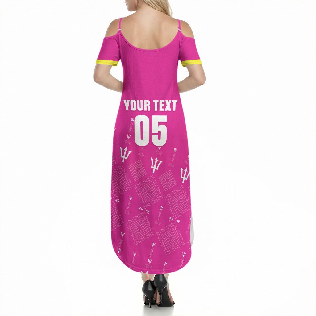 Custom Barbados 2026 Cricket Summer Maxi Dress Tridents Rise Pink Version