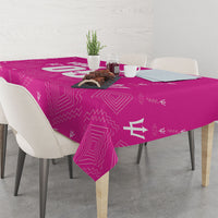 Custom Barbados 2026 Cricket Tablecloth Tridents Rise Pink Version
