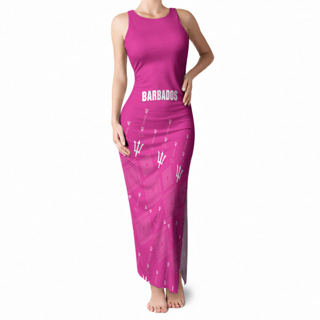 Custom Barbados 2026 Cricket Tank Maxi Dress Tridents Rise Pink Version