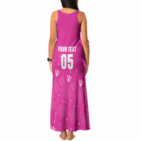 Custom Barbados 2026 Cricket Tank Maxi Dress Tridents Rise Pink Version