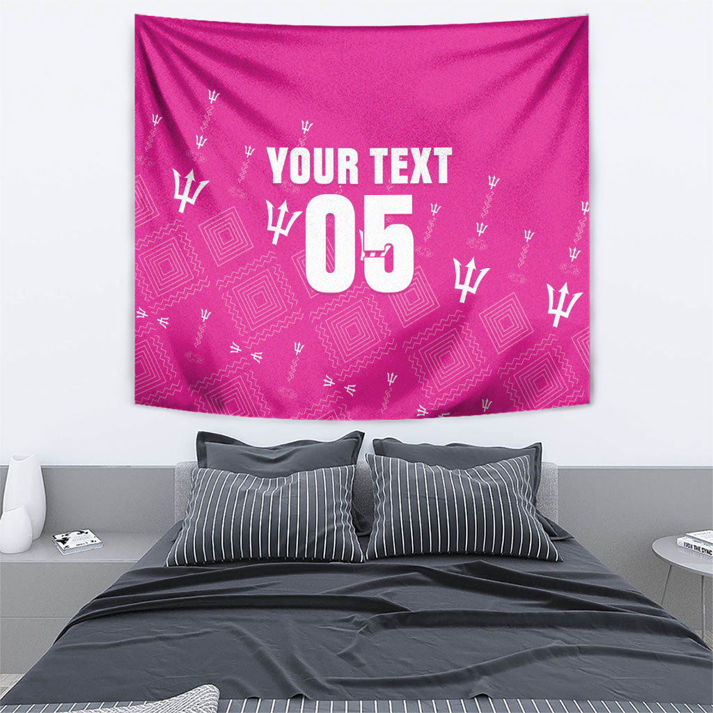 Custom Barbados 2026 Cricket Tapestry Tridents Rise Pink Version