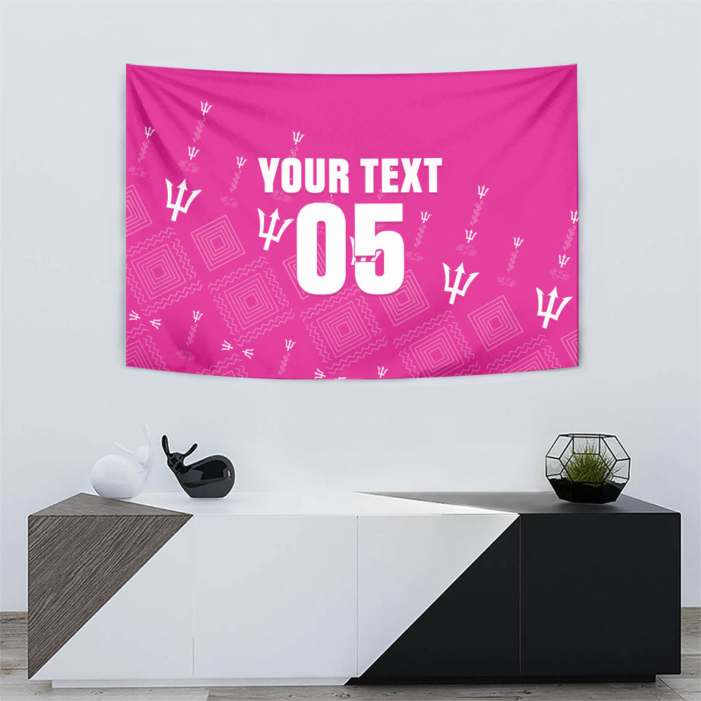 Custom Barbados 2026 Cricket Tapestry Tridents Rise Pink Version