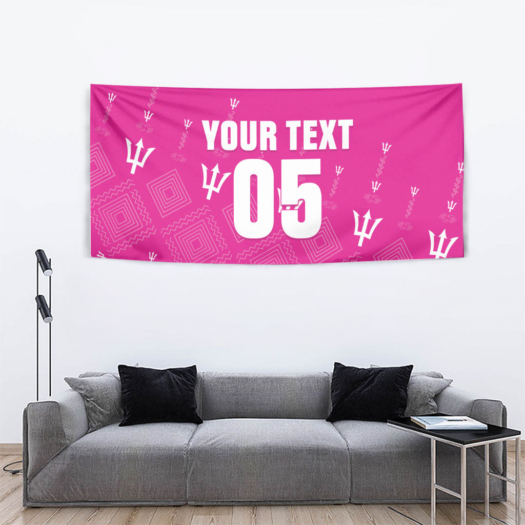 Custom Barbados 2026 Cricket Tapestry Tridents Rise Pink Version