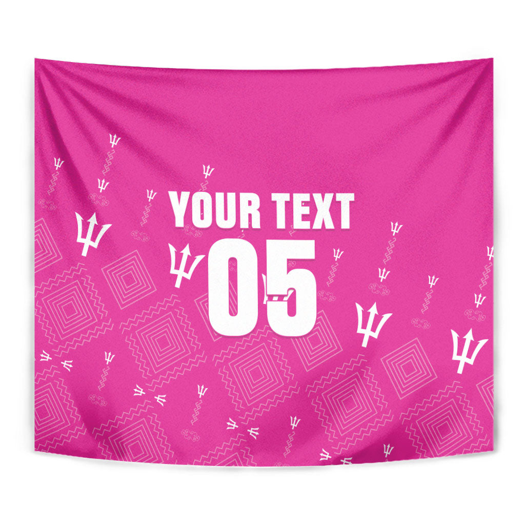 Custom Barbados 2026 Cricket Tapestry Tridents Rise Pink Version