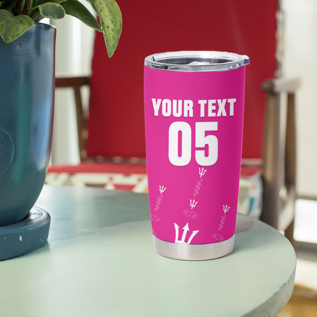 Custom Barbados 2026 Cricket Tumbler Cup Tridents Rise Pink Version