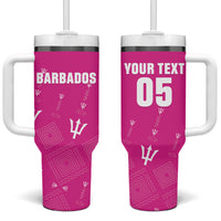 Custom Barbados 2026 Cricket Tumbler With Handle Tridents Rise Pink Version