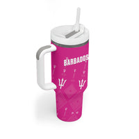 Custom Barbados 2026 Cricket Tumbler With Handle Tridents Rise Pink Version