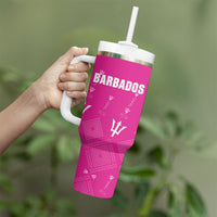Custom Barbados 2026 Cricket Tumbler With Handle Tridents Rise Pink Version