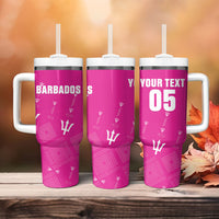 Custom Barbados 2026 Cricket Tumbler With Handle Tridents Rise Pink Version