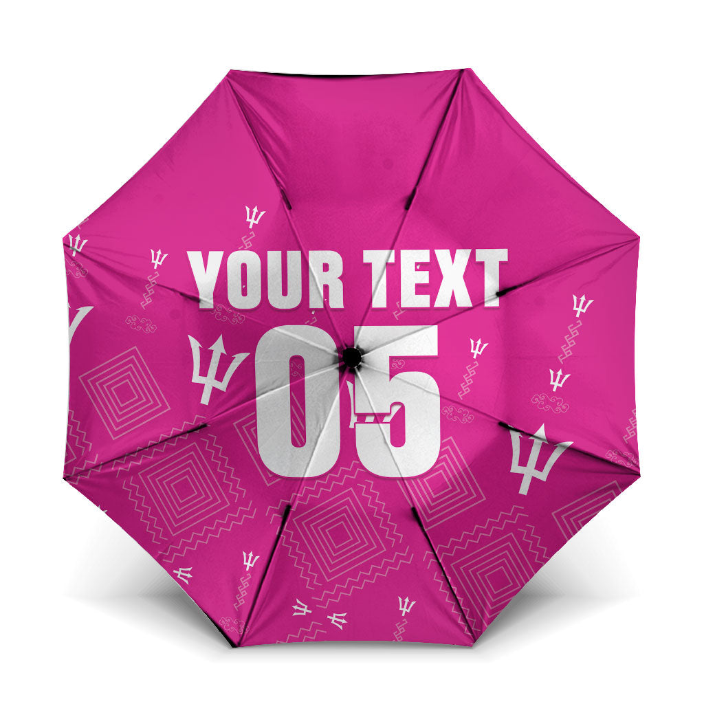 Custom Barbados 2026 Cricket Umbrella Tridents Rise Pink Version
