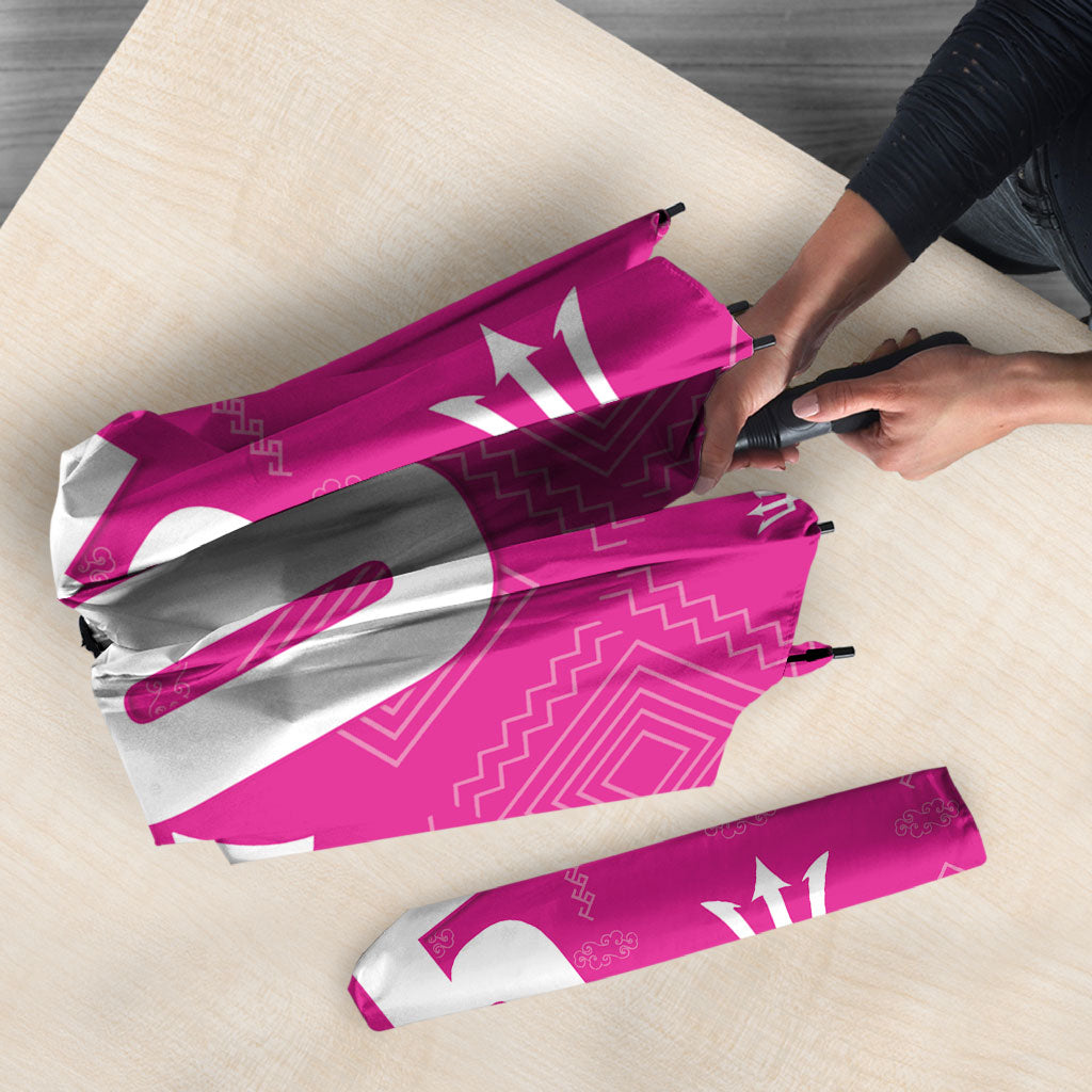 Custom Barbados 2026 Cricket Umbrella Tridents Rise Pink Version