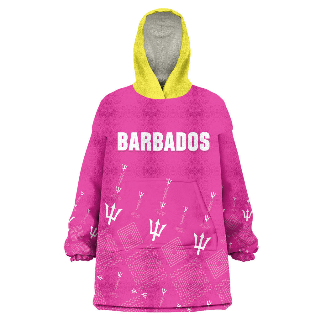 Custom Barbados 2026 Cricket Wearable Blanket Hoodie Tridents Rise Pink Version