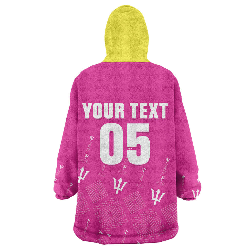 Custom Barbados 2026 Cricket Wearable Blanket Hoodie Tridents Rise Pink Version