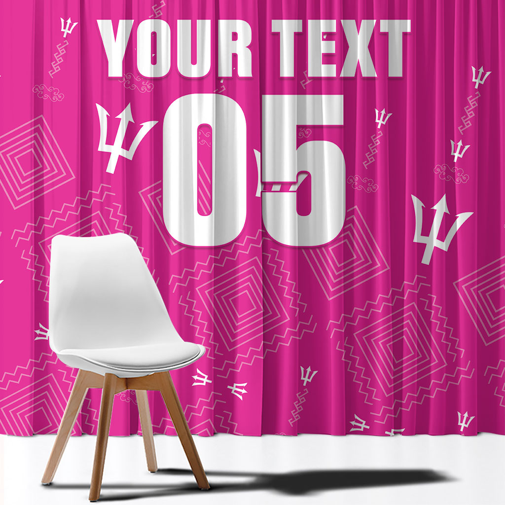 Custom Barbados 2026 Cricket Window Curtain Tridents Rise Pink Version