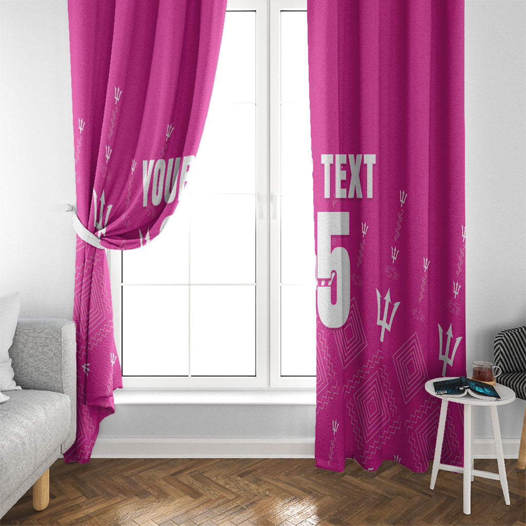 Custom Barbados 2026 Cricket Window Curtain Tridents Rise Pink Version