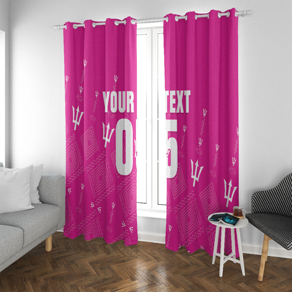 Custom Barbados 2026 Cricket Window Curtain Tridents Rise Pink Version