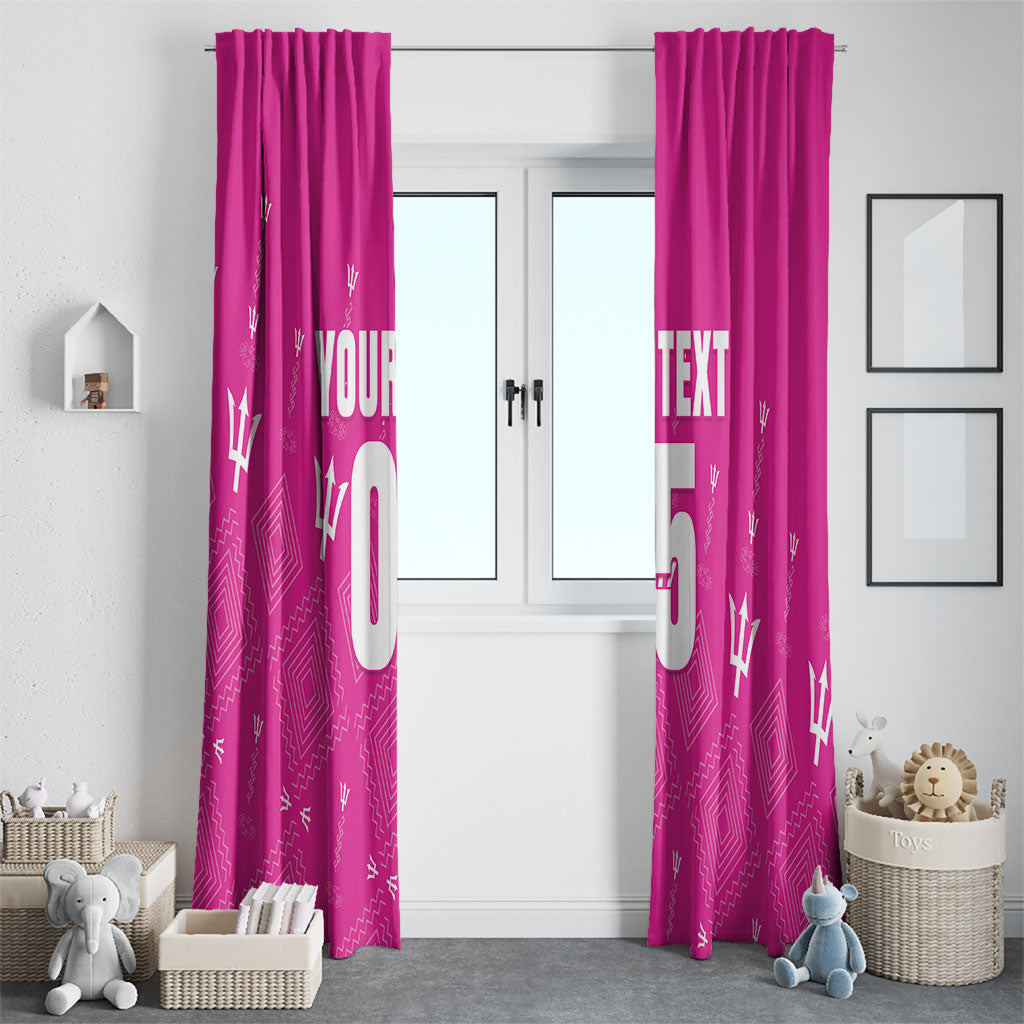 Custom Barbados 2026 Cricket Window Curtain Tridents Rise Pink Version