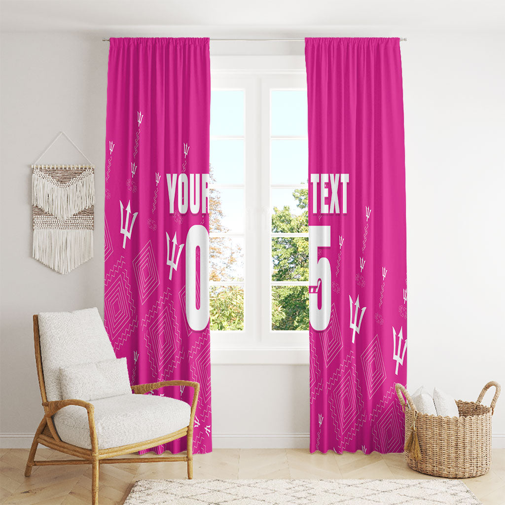 Custom Barbados 2026 Cricket Window Curtain Tridents Rise Pink Version