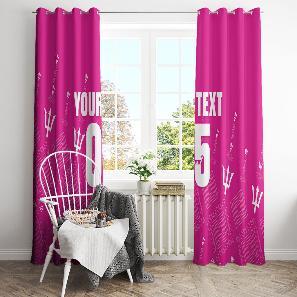Custom Barbados 2026 Cricket Window Curtain Tridents Rise Pink Version