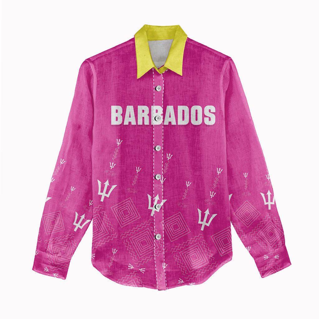 Custom Barbados 2026 Cricket Women Casual Shirt Tridents Rise Pink Version
