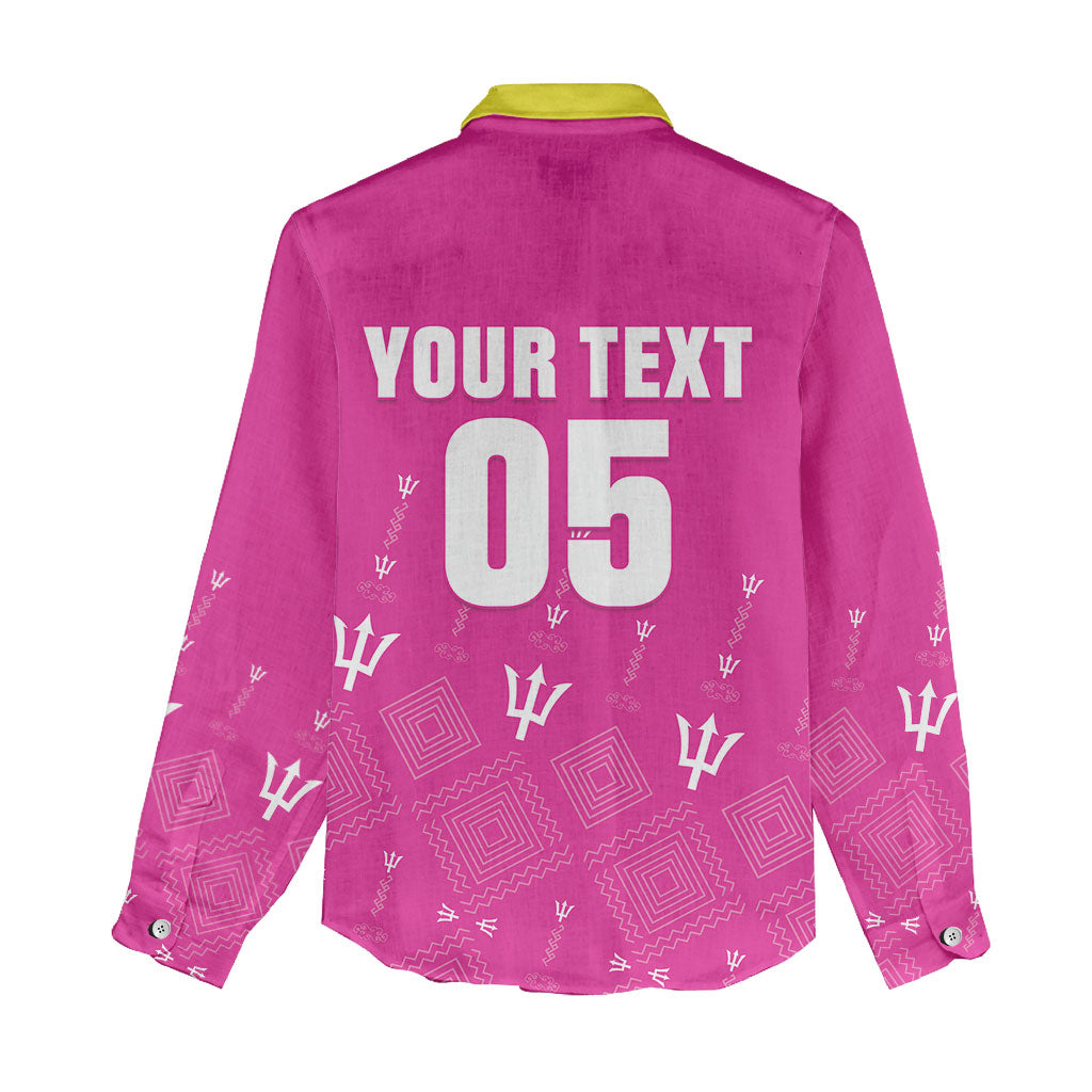 Custom Barbados 2026 Cricket Women Casual Shirt Tridents Rise Pink Version
