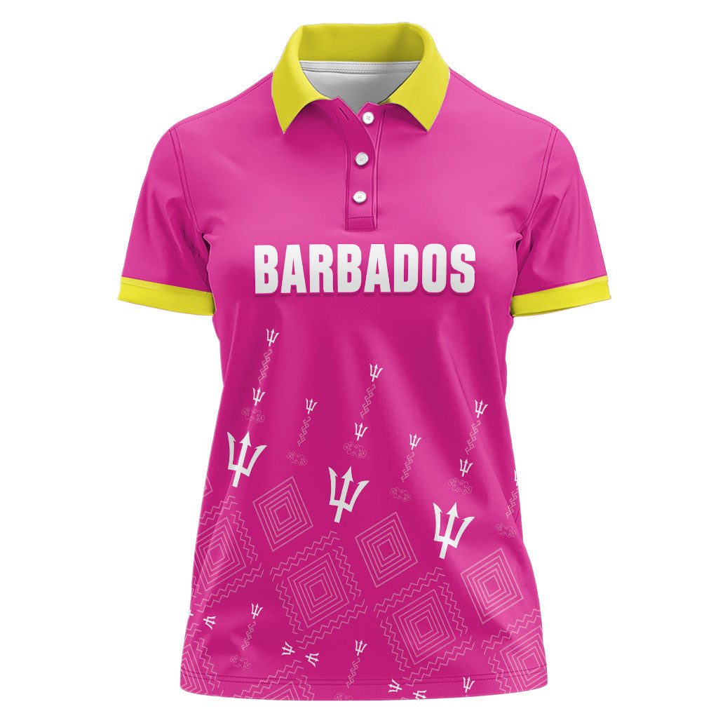 Custom Barbados 2026 Cricket Women Polo Shirt Tridents Rise Pink Version
