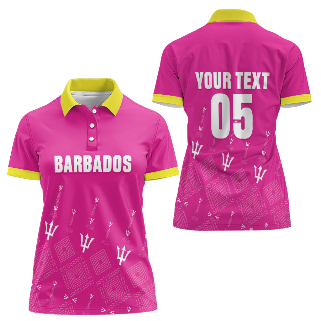 Custom Barbados 2026 Cricket Women Polo Shirt Tridents Rise Pink Version