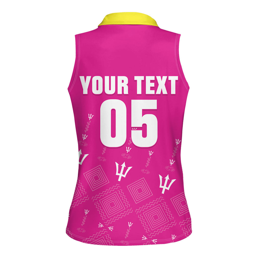 Custom Barbados 2026 Cricket Women Sleeveless Polo Shirt Tridents Rise Pink Version