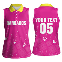 Custom Barbados 2026 Cricket Women Sleeveless Polo Shirt Tridents Rise Pink Version
