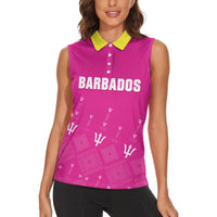 Custom Barbados 2026 Cricket Women Sleeveless Polo Shirt Tridents Rise Pink Version