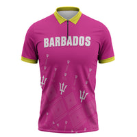 Custom Barbados 2026 Cricket Zipper Polo Shirt Tridents Rise Pink Version