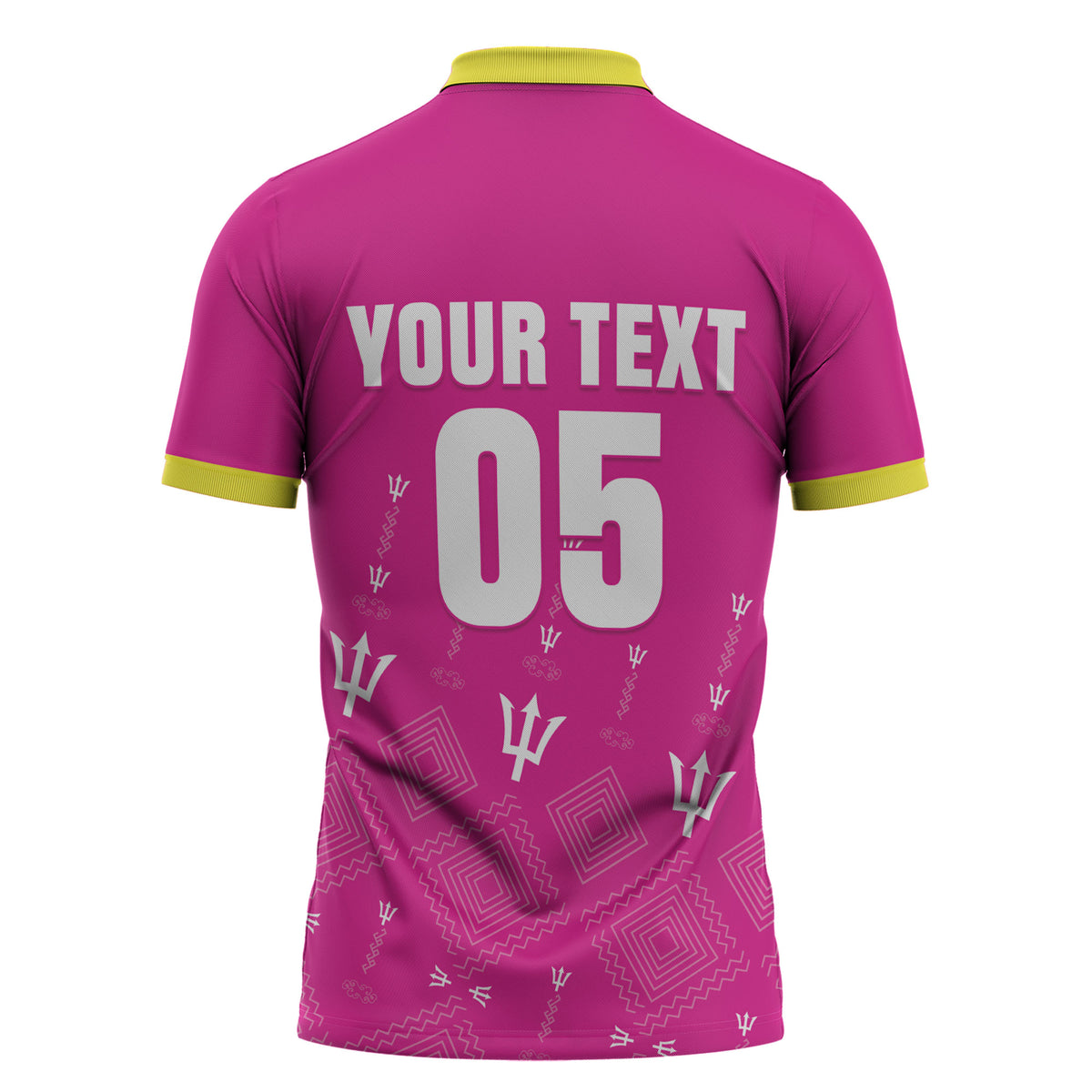 Custom Barbados 2026 Cricket Zipper Polo Shirt Tridents Rise Pink Version