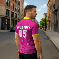 Custom Barbados 2026 Cricket Zipper Polo Shirt Tridents Rise Pink Version
