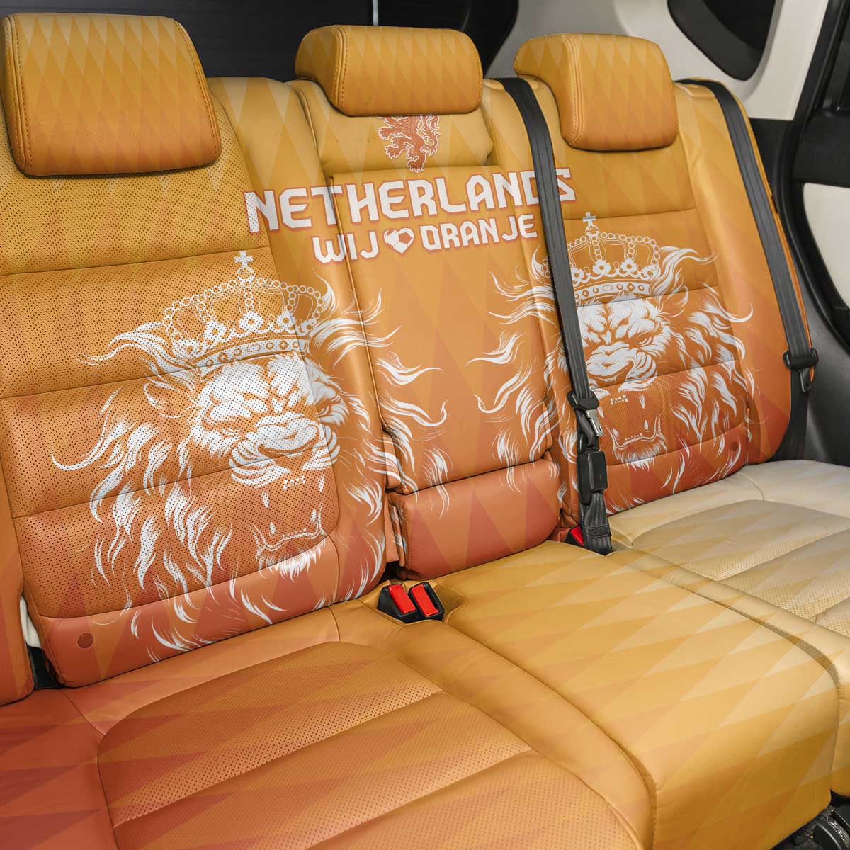 Netherlands 2024 Football Back Car Seat Cover Go Champions Oranje Lions LT05 - Wonder Print Shop
