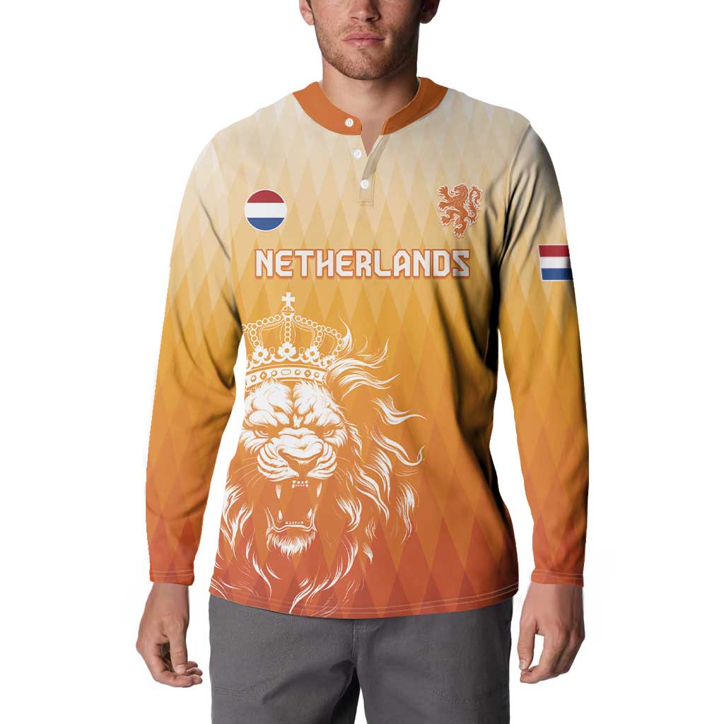 Custom Netherlands 2024 Football Button Sweatshirt Go Champions Oranje Lions LT05 - Wonder Print Shop