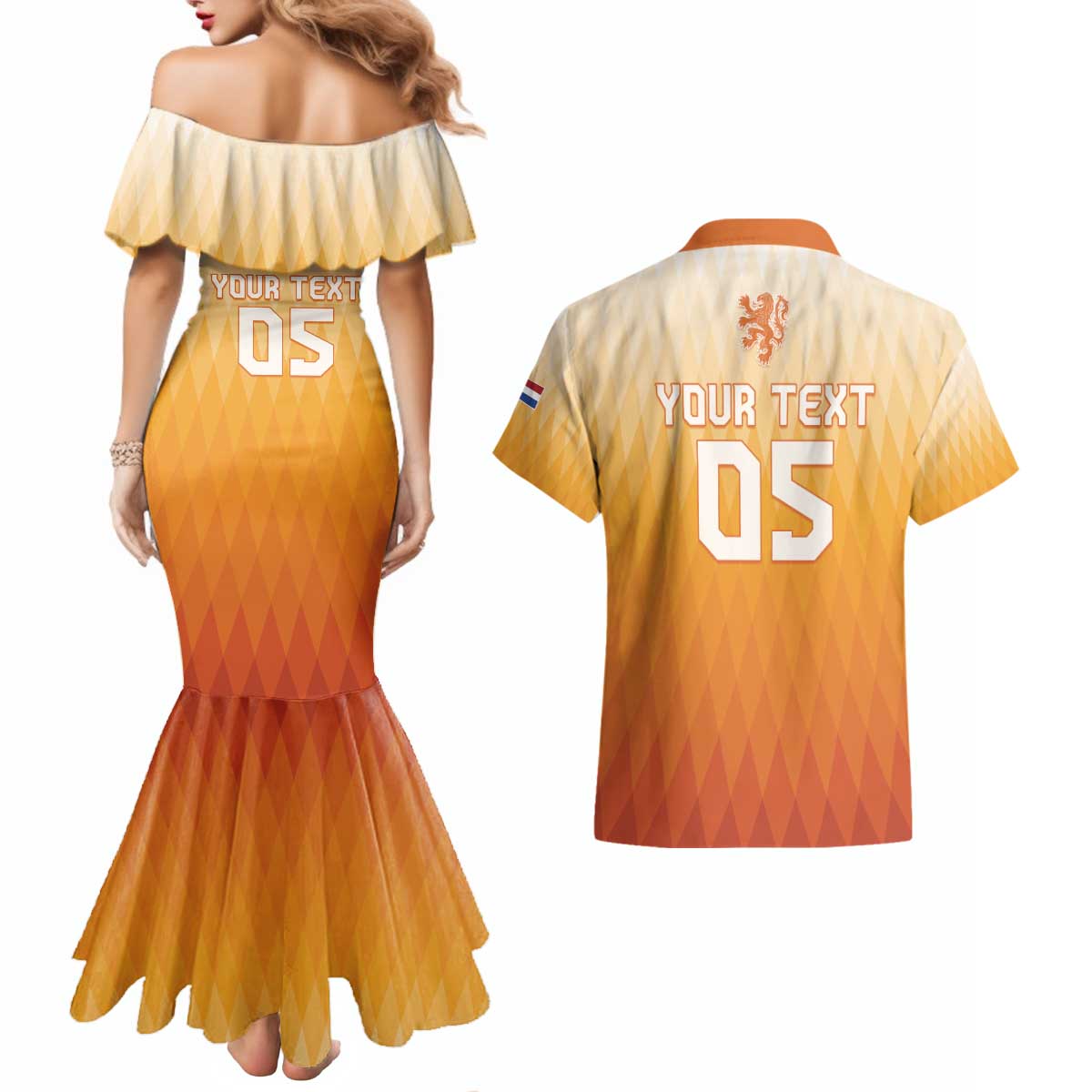 Custom Netherlands 2024 Football Couples Matching Mermaid Dress and Hawaiian Shirt Go Champions Oranje Lions LT05 - Wonder Print Shop