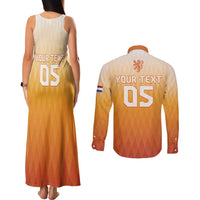 Custom Netherlands 2024 Football Couples Matching Tank Maxi Dress and Long Sleeve Button Shirt Go Champions Oranje Lions LT05 - Wonder Print Shop
