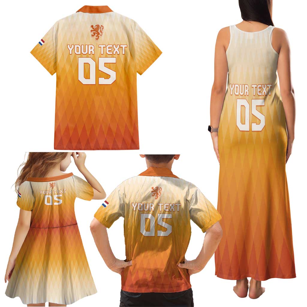 Custom Netherlands 2024 Football Family Matching Tank Maxi Dress and Hawaiian Shirt Go Champions Oranje Lions LT05 - Wonder Print Shop