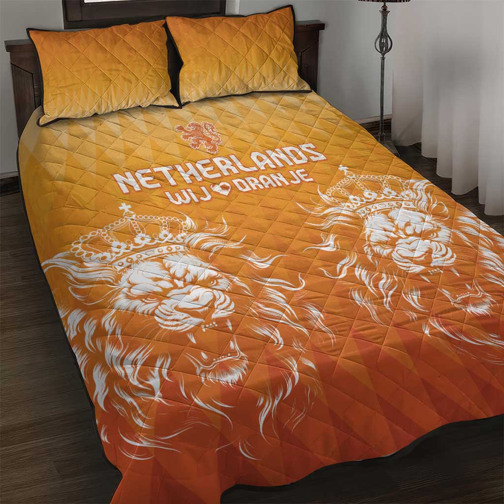 Netherlands 2024 Football Quilt Bed Set Go Champions Oranje Lions LT05 - Wonder Print Shop