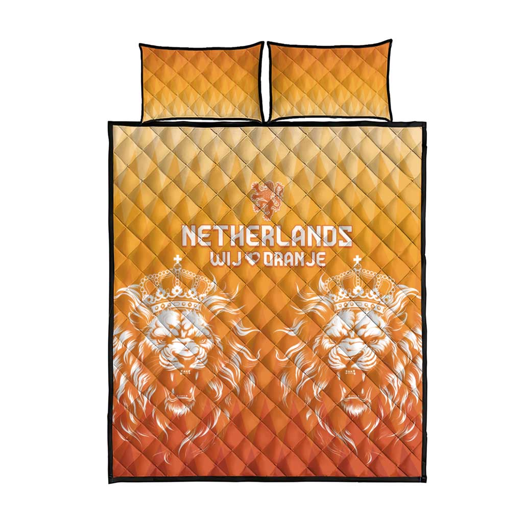 Netherlands 2024 Football Quilt Bed Set Go Champions Oranje Lions LT05 - Wonder Print Shop