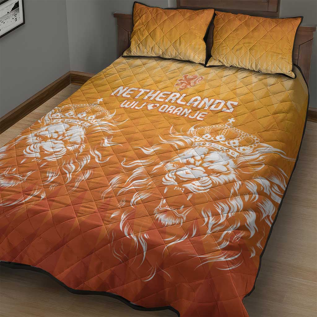 Netherlands 2024 Football Quilt Bed Set Go Champions Oranje Lions LT05 - Wonder Print Shop