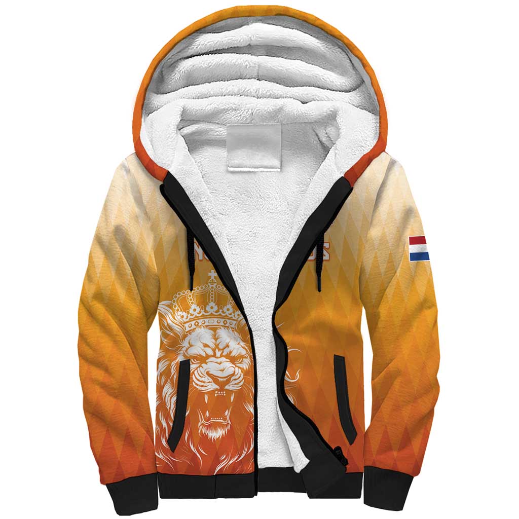 Custom Netherlands 2024 Football Sherpa Hoodie Go Champions Oranje Lions LT05 - Wonder Print Shop