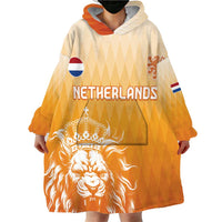 Custom Netherlands 2024 Football Wearable Blanket Hoodie Go Champions Oranje Lions LT05 - Wonder Print Shop