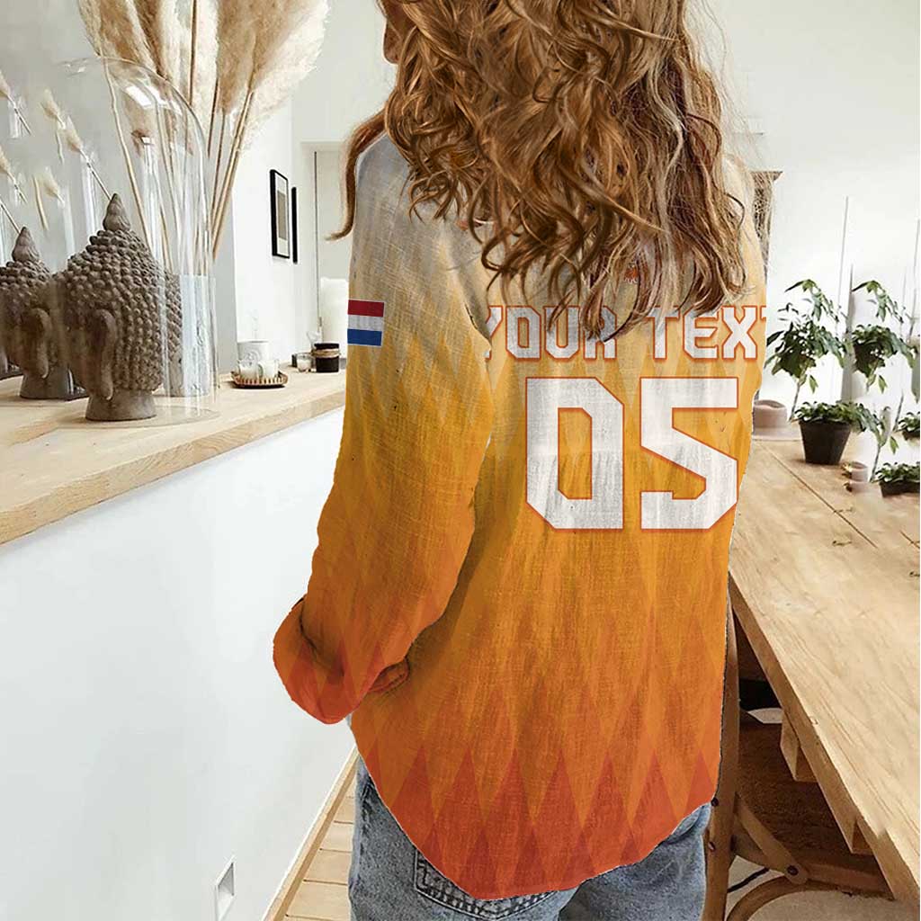 Custom Netherlands 2024 Football Women Casual Shirt Go Champions Oranje Lions LT05 - Wonder Print Shop