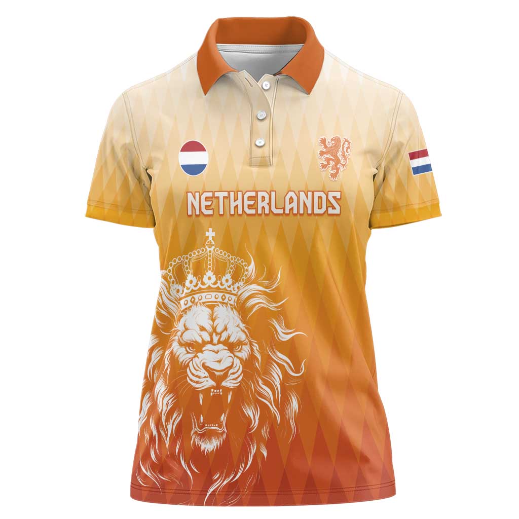 Custom Netherlands 2024 Football Women Polo Shirt Go Champions Oranje Lions LT05 - Wonder Print Shop