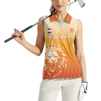 Custom Netherlands 2024 Football Women Sleeveless Polo Shirt Go Champions Oranje Lions LT05 - Wonder Print Shop