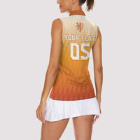 Custom Netherlands 2024 Football Women Sleeveless Polo Shirt Go Champions Oranje Lions LT05 - Wonder Print Shop