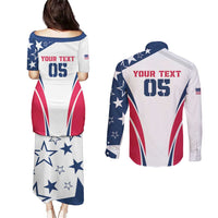 Custom USA Rugby 2024 Couples Matching Puletasi and Long Sleeve Button Shirt Eagles Reigns Supreme White Version LT05 - Wonder Print Shop