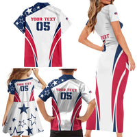 Custom USA Rugby 2024 Family Matching Short Sleeve Bodycon Dress and Hawaiian Shirt Eagles Reigns Supreme White Version LT05 - Wonder Print Shop
